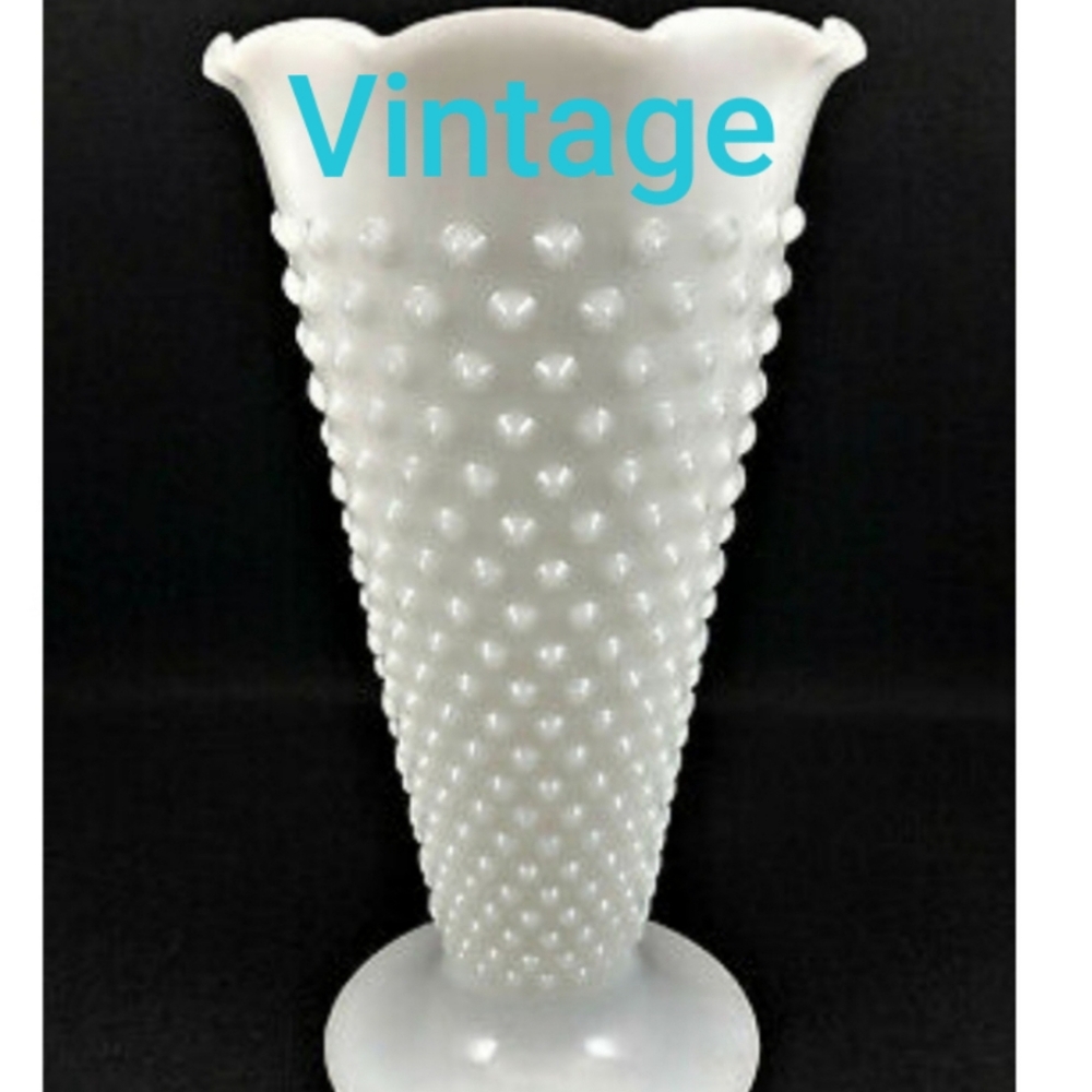 Anchor Hocking Hobnail Milk Glass Vase
